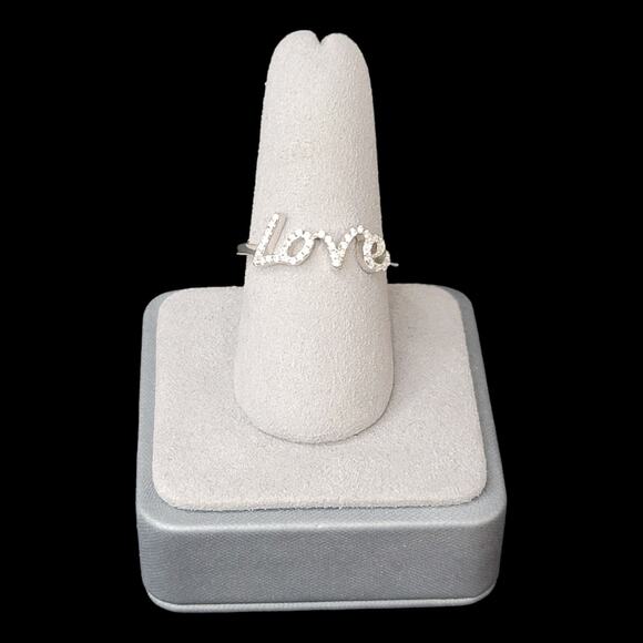 Sterling Silver 925 Silver LOVE Letter Eternity Ring Size 10 Jewelry Gift - Picture 1 of 11